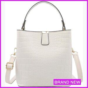 Retro Crocodile Pattern Bucket Bag Crossbody Shoulder Handbag Chic Vintage